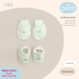 Set bao tay bao chân NOUS sọc xanh Newborn