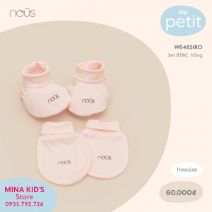 Set bao tay bao chân NOUS màu hồng Newborn