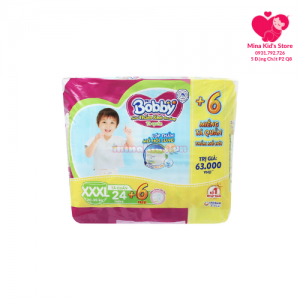 Bỉm tã quần Bobby size XXXL 24 miếng - Tặng 6 miếng (20-35kg)