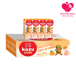 Sữa trái cây Aiwado Kazu Chan - Cam tự nhiên (thùng 48 hộp 180ml)