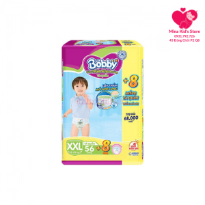 Bỉm tã quần Bobby size XXL 56 miếng - Tặng 8 miếng (15-25kg)