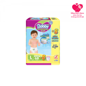 Bỉm tã quần Bobby size L 68 miếng - Tặng 8 miếng (9-13kg)