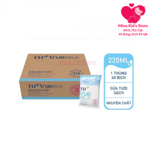 Thùng 48 bịch Sữa tươi TH True Milk không đường (48 bịch x 220ml)