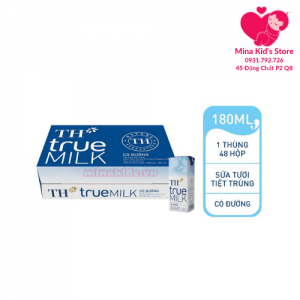 Thùng 48 hộp Sữa tươi TH True Milk có đường (48 hộp x 180ml)