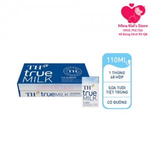 Thùng 48 hộp Sữa tươi TH True Milk có đường (48 hộp x 110ml)