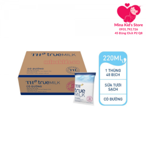Thùng 48 bịch sữa tươi TH Truemilk có đường 220ml